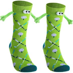 Funny Golf Socks Novelty Magnetic Socks Green Holding Hands Socks for Men Women Teens Funny Crazy Golf Couple Socks Birthday Valentine's Day Graduation Gift