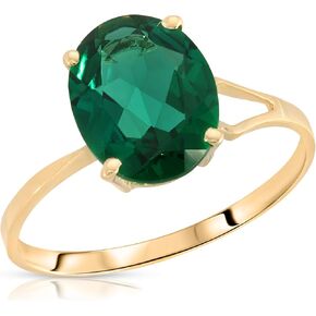 Galaxy Gold GG 1.90 Carats 14K صلب صفراء من الذهب الزمرد Solitaire خاتم مع الزمرد النابض بالحياة النابضة بالحياة الرائعة الوعاء الوعد