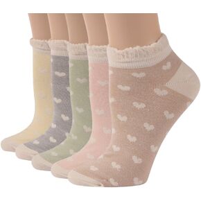 Funcat Women's Lace Ruffle Frilly Colorful Floral Cotton Casual Novelty Ankle Socks 4/5/6 Pairs