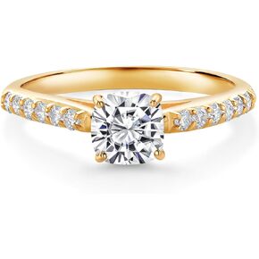GEM Stone King 10K Gold Gold 5MM CUSHION WHITE LAB CORWOR MAIMOND خاتم الخطوبة للنساء | 0.94 CTTW | دفاع اللون | VVS-VS Clarity | متوفر في الحجم 5 ، 6 ، 7 ، 8 ، 9