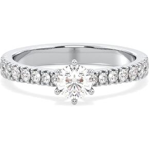 Certified 0.87- 4.8 Carat Moissanite Engagement Ring for Women, D Color VVS1 Clarity, 925 Sterling Silver With 18K Gold Rhodium Plated Solitaire Promise Ring for Wedding, Anniversary, Mother’s Day