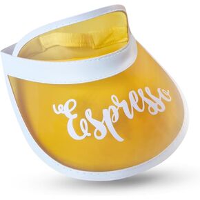 Espresso Sun Visor Hat – Yellow Visor with White Trim – Adjustable Fit – Stylish Sun Visor Cap for Festivals, Holidays & Everyday Wear, Yellow, one size fits most