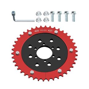 420 Chain Wheel and 42 Tooth Mini Bicycle Split Chain Wheel Hub Adapter Fit for CT200U BT200X CT200U-EX Baja Warrior Massimo MB165 MB200, Replace Predator 212cc 196cc 6.5hp 5.5hp Red