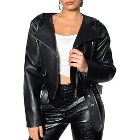 السترة الجلدية نساء موتو راكب الدراجة النارية هوديز zip up سترة مفتوحة معطف الأمامي ملابس خارج مع حزام