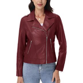 Yucolen Womens Faux Leather Jackets Zip Up Motor Moto Biker Coats Fall Winter Fashion Admits Auterwear Auty