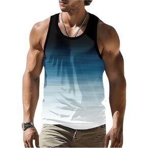 SOLY HUX Men's Striped Ombre Tank Top Sleeveless Crew Neck Summer Vacation Beach Tops Shirts