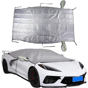 For 2020-2023 Corvette C8: 1-Piece Windshield Sun Shade & Snow Cover - Compatible, Silver | Premium Protection, Easy Installation | Keep Your Car Cool in Summer, Snow-free in Winter | Perfect Fit