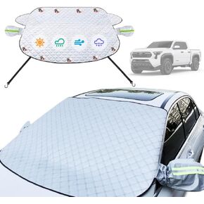 Car Windshield Cover Compatible with Toyota Tacoma 2025 2024 2023 2022-2016 New Upgraded Custom Fit Magnetic Windproof Sunshade Cover 4-Layer Protection Ice, UV,Frost Wiper & Mirror Covers
