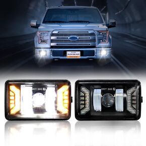 Auxbeam 2023 Upgrade LED Fog Lights with DRL + Turn Signal Light for Ford F150 2015-2020 4 Inch DOT Approved Bumper Driving Fog Lamps 1 Pair Black