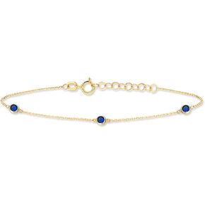 Gelin 14k Solid Gold Sapphire Station Bracelet for Women