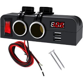3 مقبس سجائر أخف وزنا محول منفذ الطاقة 12V مع LED LED على/إيقاف التبديل مقبس أنثى مقاومة للماء للسيارة RV شاحنة البحرية قارب ATV UTV