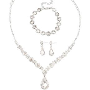 مجموعة مجوهرات Pinkpin 3pcs للنساء ، مجموعة سوار أقراط القلادة ، مجوهرات حفل زفاف خالية من الحساسية لعروس الزفاف