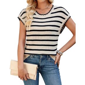 Heytalalala Cap Sleeve سترة سترة الصيف سترة للنساء Crewneckless Salkes 2025 عصرية غير رسمية متماسكة