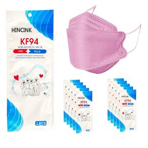 [30 حزمة] أقنعة Hincink KF94 [تعبئتها بشكل فردي] قناع للجنسين ، 4 طبقات ، نمط ثلاثي الطول للبالغين والكبار (30 ٪ ، أزرق البحرية)