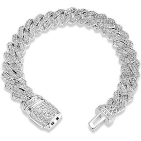 10 مم ميامي كوبي سوار رابط كامل المثلج بلينغ 5A CZ Diamonds الهيب هوب هدايا للرجال النساء الفضة 7 ~ 8.5inch