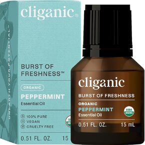 Cliganic Organic Peppermint Essential Oil, 0.51 FZ