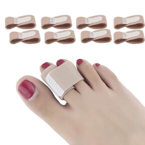 Broken Toe Wraps 8 Pack (Medium Size), Middle Toes Fabric Toe Splint Cushioned Bandages Finger Protectors Straightener Hammertoe Separators