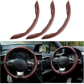 Mandark 3PCS Carbon Fiber Car Steering Wheel Cover, Anti-Skid Leather Vehicle Segmented Steer Wheel Protector, Auto Interior Protection Guard Accessories, Universal for Most Cars (Black)