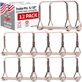 BoxerTool (12Pack) Square Trailer Pin – 5/16" x 3" - Lock Pins, Trailer Hitch Pins, and Shaft Locking Coupler Pins for Farm Trailers, Towing, Lawn Equipment and Hitches