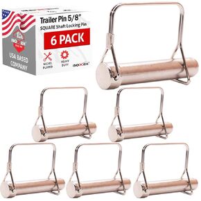 BoxerTool (6Pack) Square Trailer Pin – 5/8" x 3" - Lock Pins, Trailer Hitch Pins, and Shaft Locking Coupler Pins for Farm Trailers, Towing, Lawn Equipment and Hitches