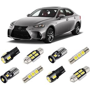 White Interior LED Lights Kit for Lexus IS250/ IS350/ ISF 2014 2015 2016 2017 2018 2019 Super Bright 6000K Interior LED Light Bulbs Package and Install Tool