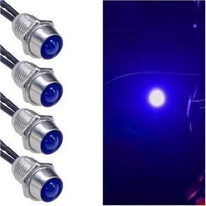 4pcs LED Pilot Pilot Light ، مصباح إشارة سيارة بحجم 12 فولت 8 ملم مع سلك ، طيار للسيارة المعدنية المقاومة للماء ، ضوء الاتجاه ، الضوء السوبر السوبر لضوء الشاحنة الشاحنة (الأحمر)