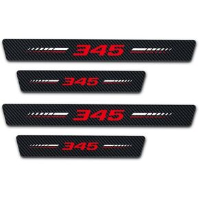 4Pcs Door Sill Plate Protectors for Dodge Challenger Durango SRT 345 Car Accessories, Carbon Fiber Leather Door Sill Stickers for Dodge Auto Accessories, Door Sill for 345 Owners