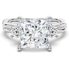 MSBlue® Twist Vine Moissanite خاتم الخطوبة ، 1.0-2.0 CT Princess-Cut ، 14K أبيض فيرميل ، Rhodium إنهاء