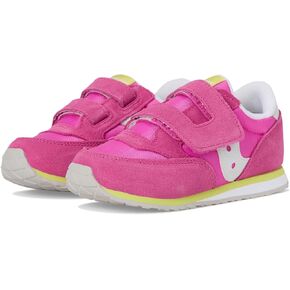 Saucony Kids Originals Jazz Hook & Loop Sneaker (Toddler/Little Kid), Pink/Lime, 8.5 US Unisex