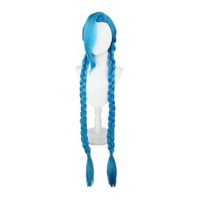 Jinx Arcane Cosplay Outfit Wig Anime Game Accessories Three styles of Jinx wigs and Cap Outfits Halloween Party Role Play Suit for Women (Style 3（120CM）,ONE SIZE)