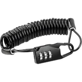 Motorcycle Helmet Lock with Combination Code, Retractable Cable Lock with Carabiner, Heavy Duty Security Lock for Bike Helmet Storage, Aluminum Alloy Anti-Theft Protection for Riders