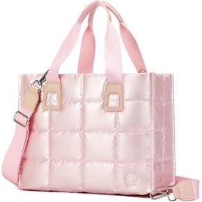 Tote Bag for Women Lightweight Puffy Carry On Crossbody Bag Quilted Handbag with Laptop Compartments
