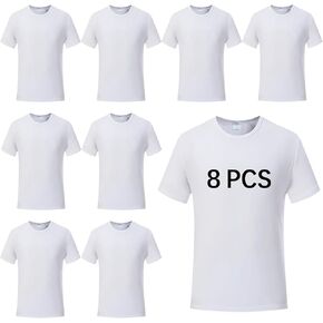 Orj 8 PCS Tshirts للبالغين تسامي الفراغ T Shirt White Polyester Derts Crew Neck Short