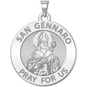PicturesOnGold.com San Gennaro Round Religious Medal - 2/3 Inch Size of Dime, Sterling Silver