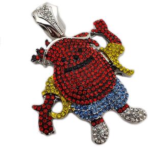 Hip Hop Iced White Gold Plated Lab Diamond Kool AID Man Large Charm Pendant