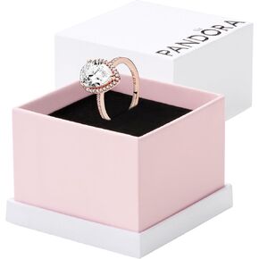 Pandora Sparkling Teardrop Halo Ring Rose 14k Rose Gold Ring for Women - Layering or Stackable Ring - Gift for Her - With Gift Box