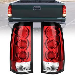 مجموعة Nilight Taillight Assembly متوافقة مع 1999 2000 2001 2002 2003 2004 2005 2006 GMC Sierra 1999-2002 Chevy Silverado Red Housing Lamp Lamp