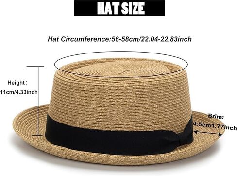 قبعة فطيرة لحم الخنزير الصيفية للرجال - قبعات شمس الصيف مع حزام Bowknot (الحجم: S -M) in Kuwait