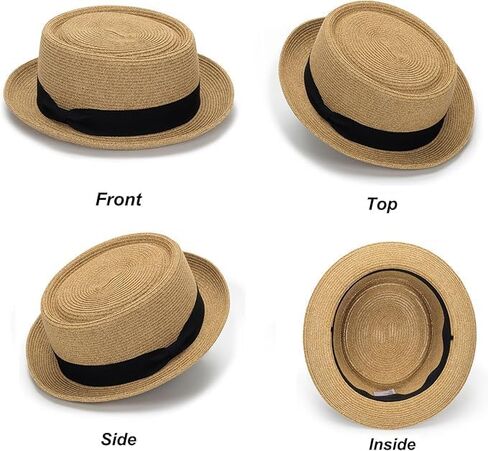 قبعة فطيرة لحم الخنزير الصيفية للرجال - قبعات شمس الصيف مع حزام Bowknot (الحجم: S -M) in Kuwait
