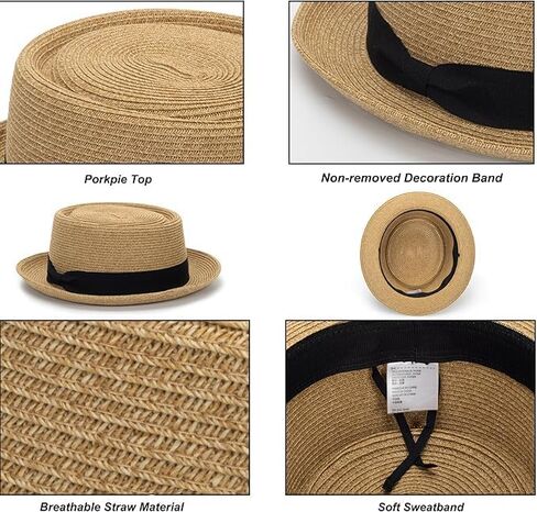 قبعة فطيرة لحم الخنزير الصيفية للرجال - قبعات شمس الصيف مع حزام Bowknot (الحجم: S -M) in Kuwait