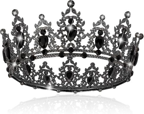 TOBATOBA Black Crown Tiara for Women - Queen, Swan, Gothic, Royal, Princess, Wedding, Birthday, Pageant, Prom, Cosplay Crown in Saudi Arabia