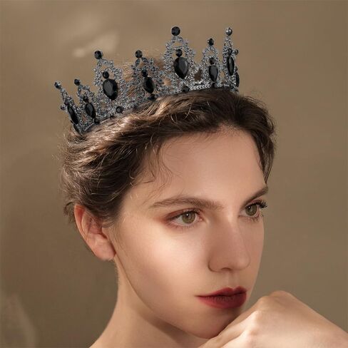 TOBATOBA Black Crown Tiara for Women - Queen, Swan, Gothic, Royal, Princess, Wedding, Birthday, Pageant, Prom, Cosplay Crown in Saudi Arabia