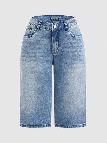 Flamingals Women’s Mid Rise Straight Leg Capri Jeans with Vintage Wash Casual Fashion Trendy Denim Cropped Pants in Saudi Arabia