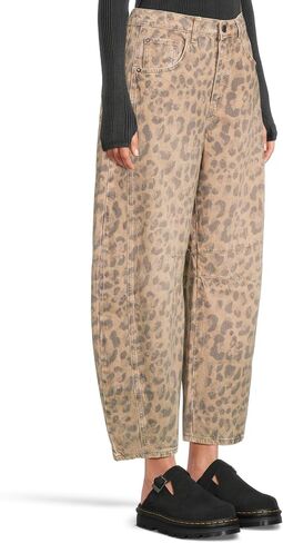 Free People Women's Good Luck Printed Barrel Jeans in Kuwait