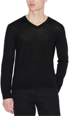 Armani Exchange Men's Merino Wool V-Neck Pullover with Icon Logo in Saudi Arabia