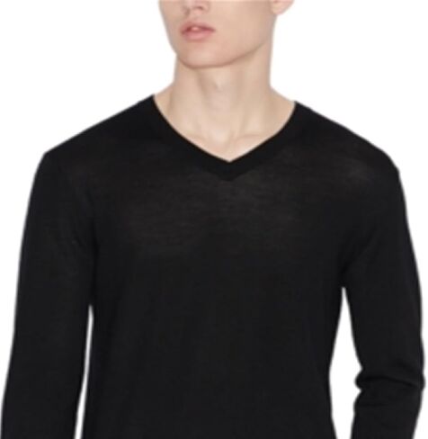 Armani Exchange Men's Merino Wool V-Neck Pullover with Icon Logo in Saudi Arabia
