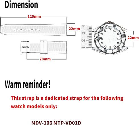 راتنج ساعة فرقة متوافقة مع Casio MDV106-1AV 200 M WR MTP-VD01 22mm استبدال حزام للرجال والنساء watchband in Kuwait