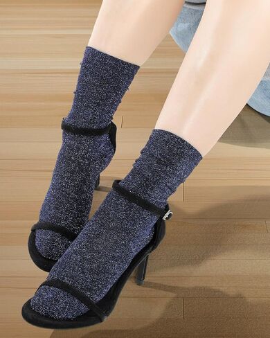 Syhood Women's Novelty Glitter Ankle Socks Sparkly Metallic Casual Ladies Bright Retro Piles Ankle Socks in Saudi Arabia