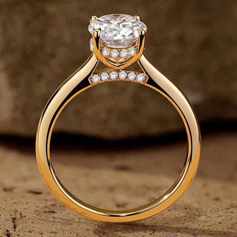 GONA 1-2 CT Moissanite Engagement Ring GRA Sterling Tarnish-Resistant Silver Round Oval Gemstone Cut Solitare Moissanite Wedding Band Promise Anniversary Engagement Rings Women Love D VVS1 6-8.5 in Saudi Arabia