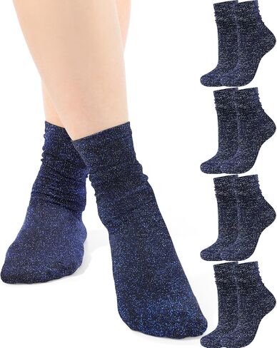 Syhood Women's Novelty Glitter Ankle Socks Sparkly Metallic Casual Ladies Bright Retro Piles Ankle Socks in Saudi Arabia